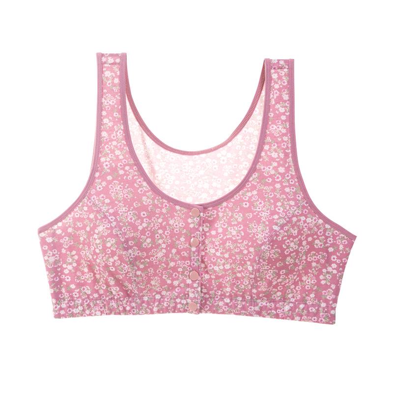 Cotton Front-Fastening Wire-Free Sleep Bra for Mature Women