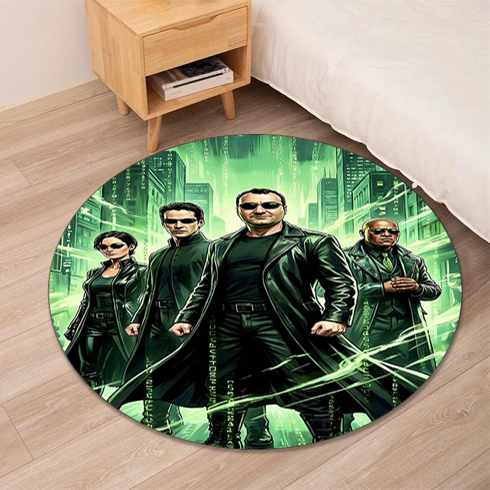 Matrix Printed Round Rug Carpet Chair Rug Area Rug Entryway Doormats,for Office Chair Living Room Bedroom Kitchen Room.