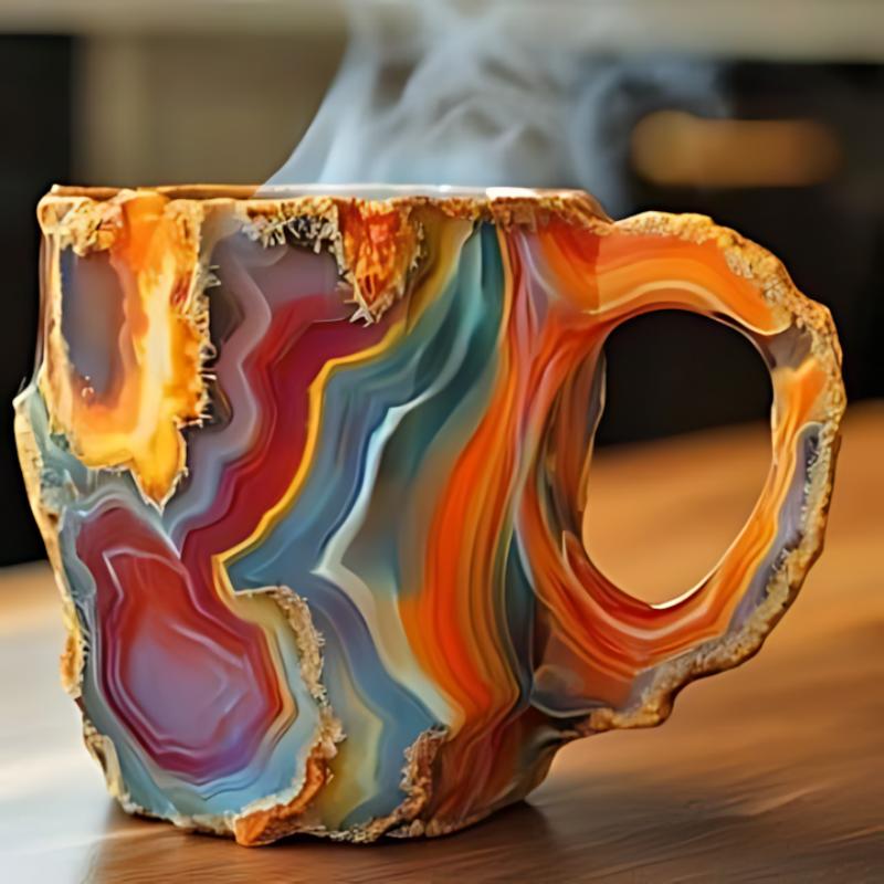 1/2PCS Crystal Mineral Coffee Mug Luxury Colored Crystal Semi-Transparent Coffee Cup for Home Office and Christmas Gift