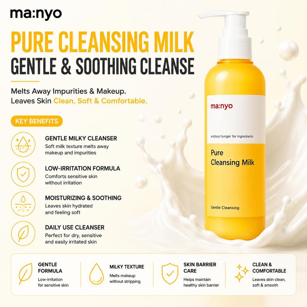 [Manyo Factory] Reine Reinigungscreme - Sanfter, reizarmer, beruhigender Reiniger für empfindliche Haut, 200 ml | Olive's K-beauty