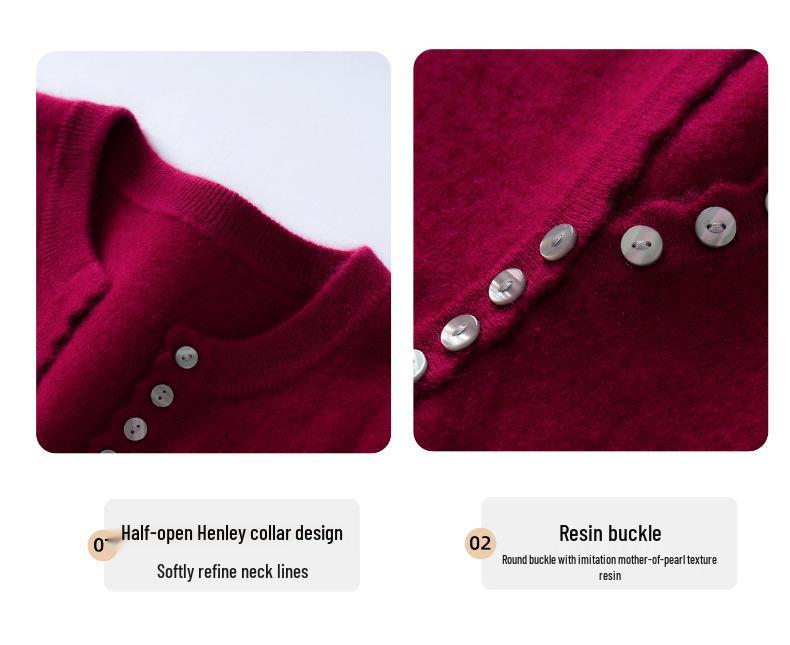 Lekasha Women's 100% Pure Cashmere V-Neck Long-Sleeve Autumn/Winter Base Layer Top