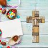 Decorative Wooden Crosses Easter Cross Ornament, Rustic Hanging Pendant with Hemp Rope Wall Ornament for Bedroom Decor, Religious Home Decoration,