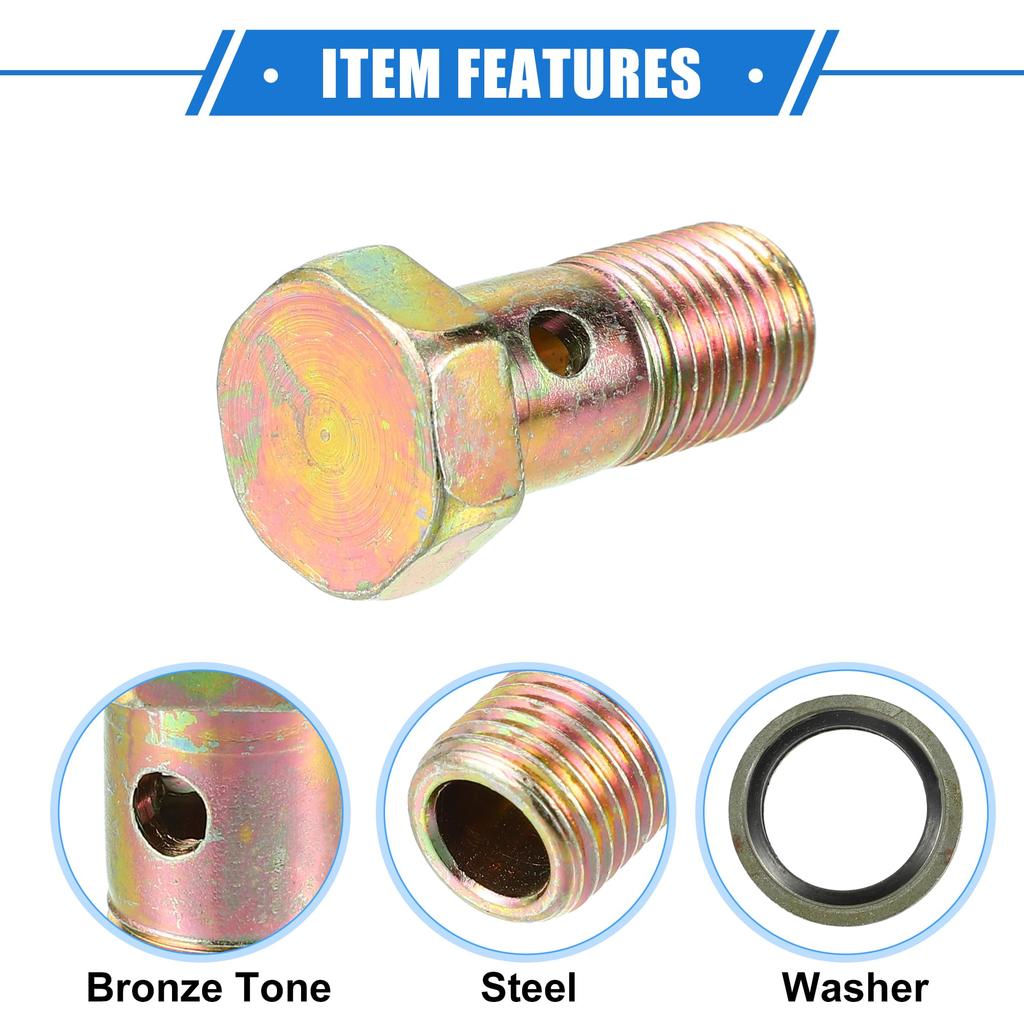 VekAuto Single Banjo Bolt Kit M12x1.25 32mm Length Metric Thread Turbo Brake Line Fitting