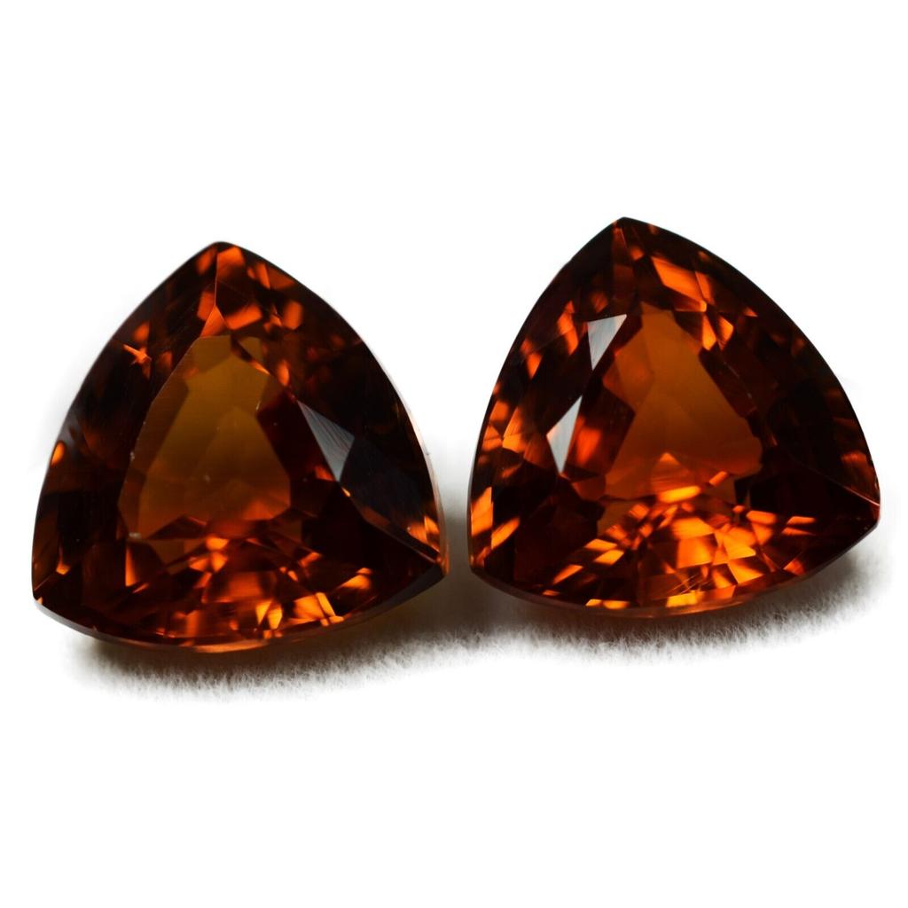 16 Ct Golden Shiny pair NATURAL Orange SAPPHIRE Trillion Cut CERTIFIED Gemstone
