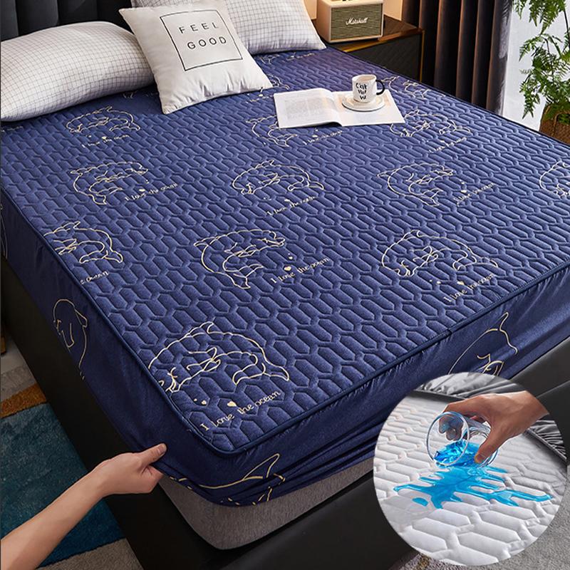 Waterproof Cartoon Quilted Fitted Sheet, Bedspread With Elastic Band, Non Slip Sheet, King Size Bed (without Pillow Case)