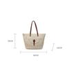 Yogodlns Women's Woven Straw Tote Bag Leather Patchwork Decor Large Capacity Casual Daily Beach Vacation Shoulder Handbag