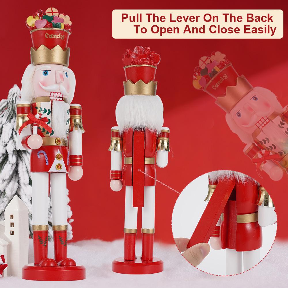 38CM Christmas Nutcracker puppet candy series soldier wooden Nutcracker statue handicraft doll toy New Year gift home decoration