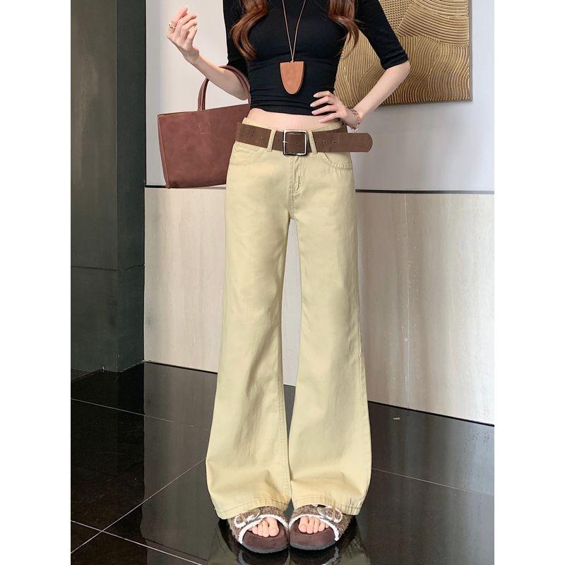 Kumikumi Retro Temperament Khaki Trumpet Pants Casual Pants Women Autumn Chic Age-Reducing Slimming Versatile Trousers