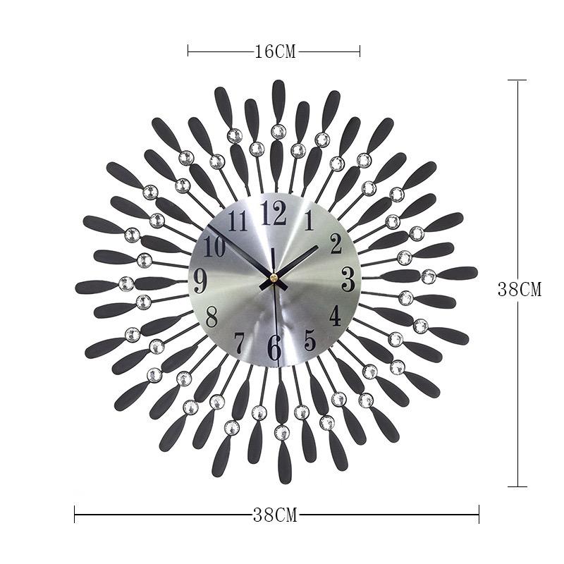 New Vintage Wall Clock Metal Crystal Sunburst Wall Clock Large Morden Wall Clocks Design Home Art Decor Ornaments
