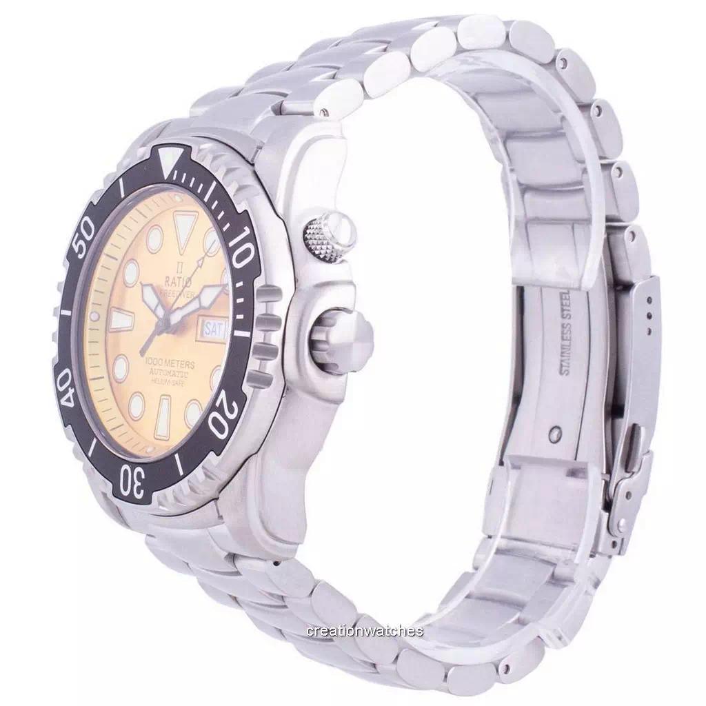 Ratio FreeDiver Helium-Safe 1000M Sapphire Automatic 1068HA96-34VA-YLW Mens Watch