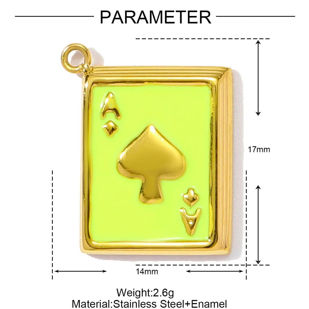 3pcs/Lot Stainless Steel Enamel Square Heart Diy Earring Charms Woman Evil Eye Necklace Pendants Poker Jewelry