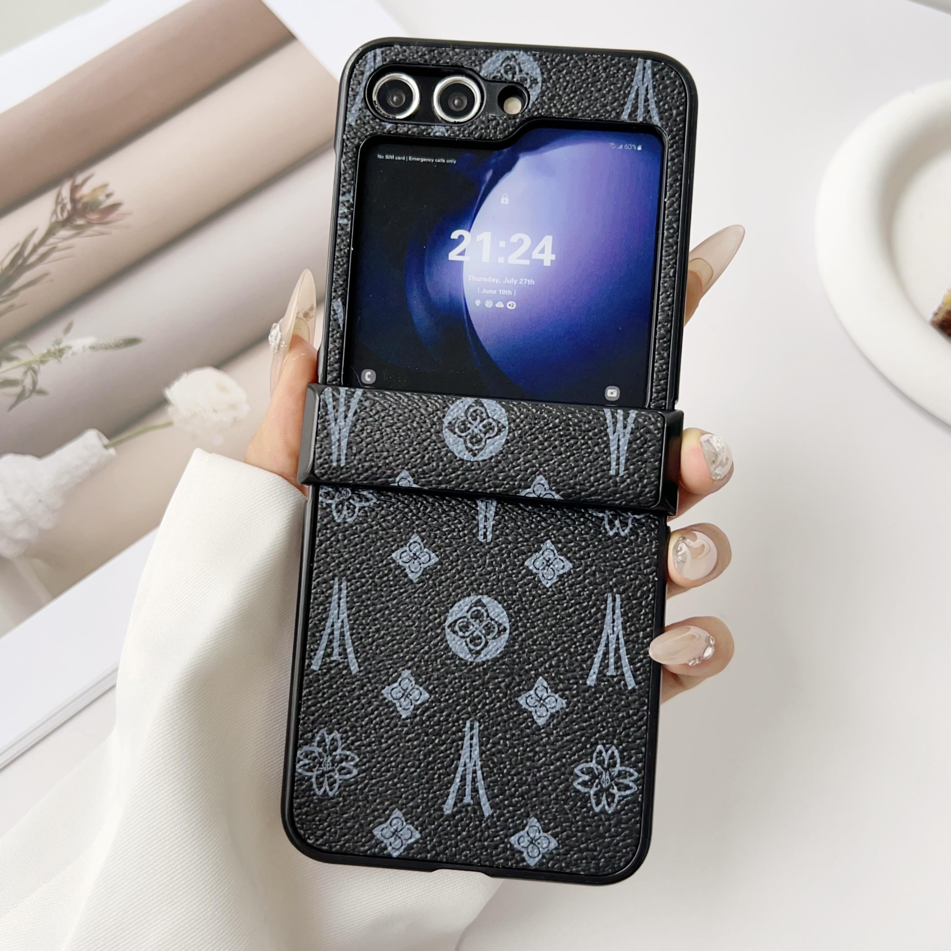 

Роскошный кожаный чехол с узором для телефона Samsung Galaxy Z Flip 7 6 3 4 5 Flip7 Набор из нескольких частей Защитный чехол для шарнира из ПК Galaxy Z Flip6