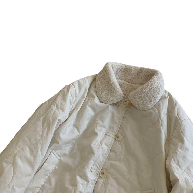 Wearing lamb wool padded jacket on both sides, women's winter thickened warm lapel Chinese disc-buckled padded jacket, padded jacket
