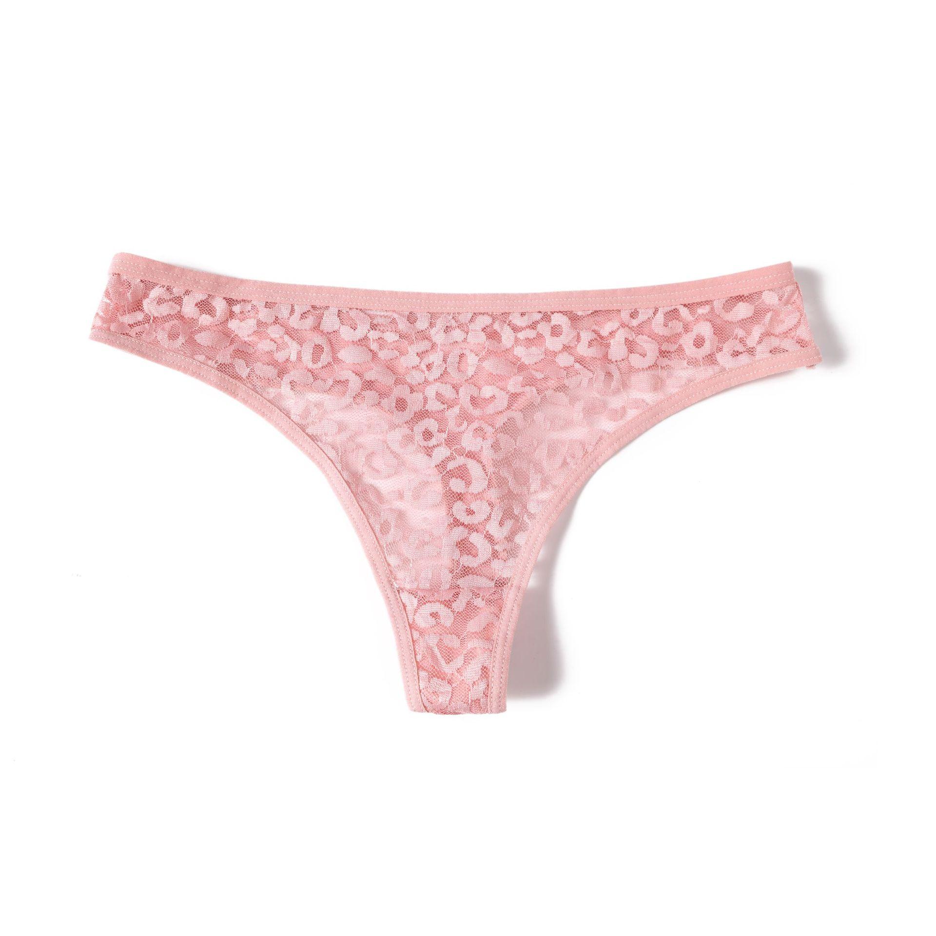 

Женские кружевные трусики-стринги с полыми полупрозрачными вставками M-XL женские с Т-образной спинкой 40-70 кг XL розовый