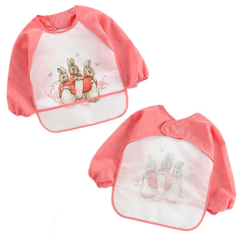 Cute Baby Bibs Toddler Baberos Bavoir Waterproof Long Sleeve Apron Cartoon Animals Children Feeding Smock Bib Baby Stuff 0-3Y