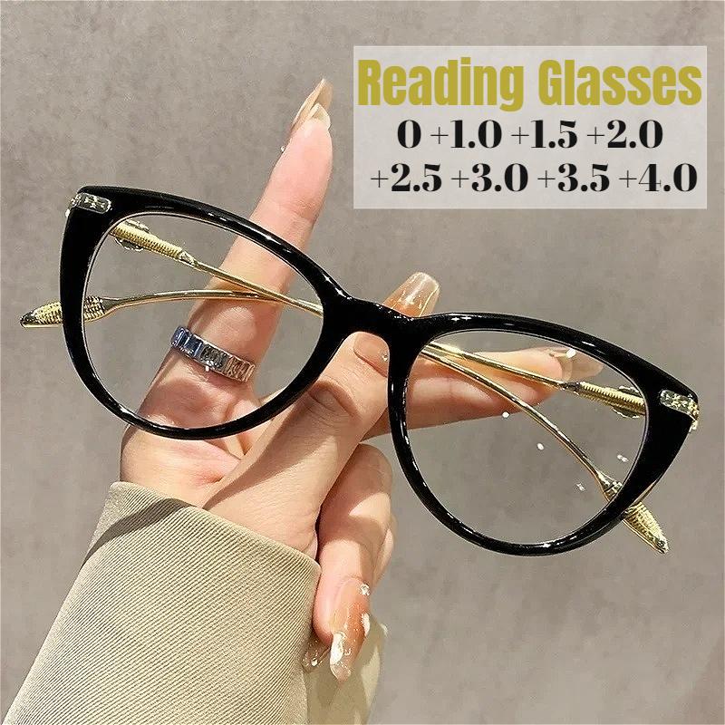 Cat Eye Oval Frame Reading Glasses For Women Blue Light Blocking Presbyopia Glasses Unisex Ultralight Far Sighted Eyeglassees