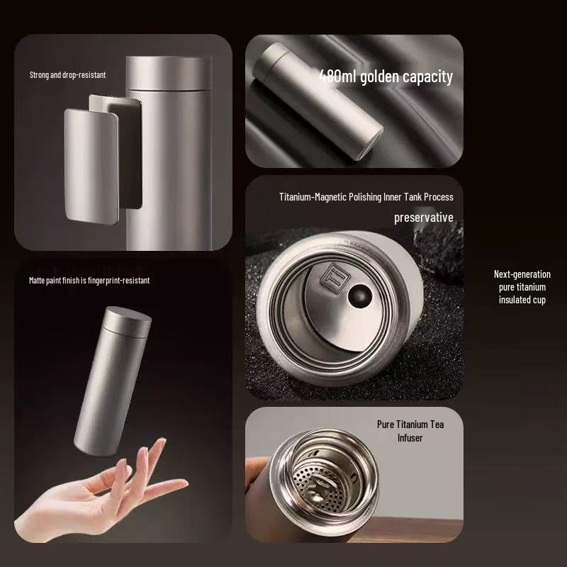 Premium Titanium Insulated Cup for Men and Women - Light Luxury Tea Infuser Gift