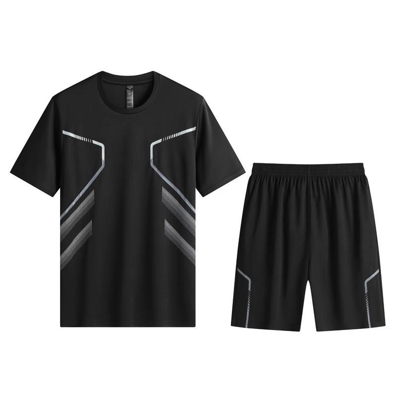 

Ice Silk Quick-Dry Men s Summer Sports Set: Breathable & Versatile Short Sleeve 5XL