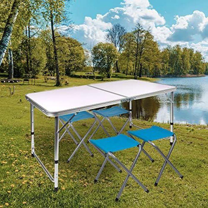 Table Pliante - AKTIVE - 52893 - Réglable En Hauteur - Aluminium Blanc - 4 Personnes