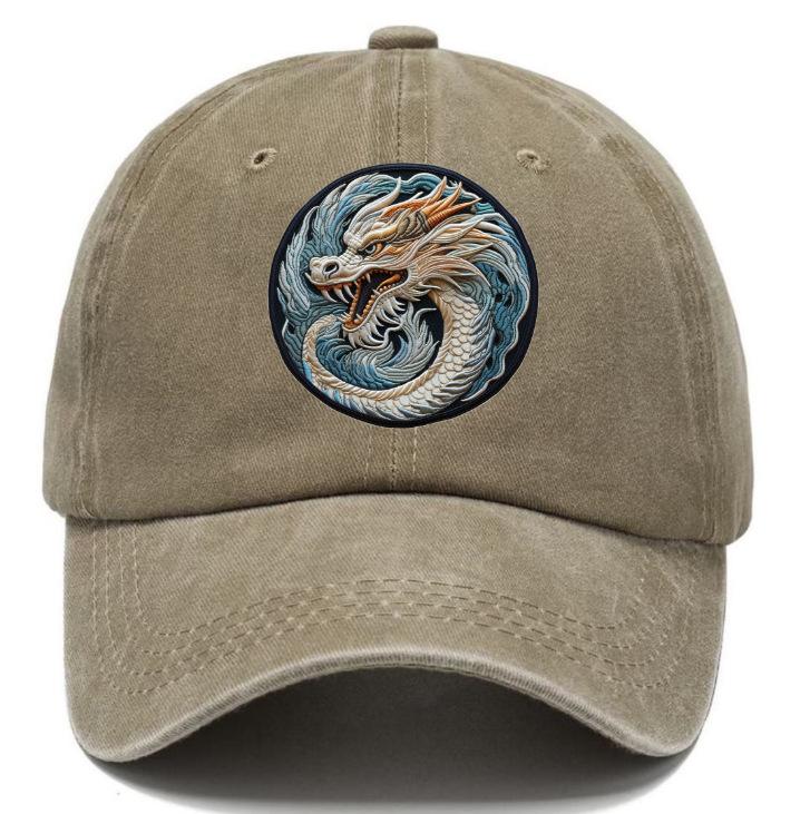 New hat printed dragon logo fashionable washed old retro cap men's sunshade baseball cap