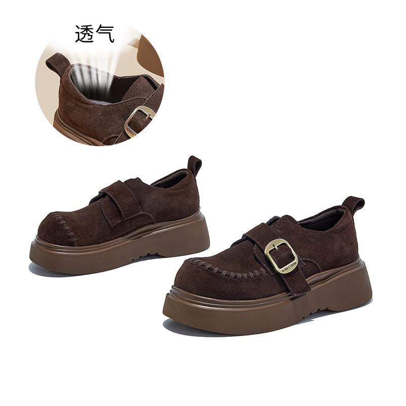 Foam sole leather British style single shoes 2026 spring platform shoes casual fashion commuter loafers 40 малиновый 5890₽