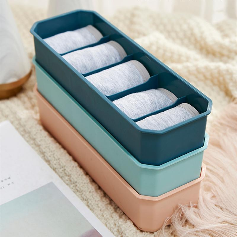 1PC 5 Grid Storage Box Multifunctional Drawer Organizer for Underwear Socks Sundries PP Container Home Organizer