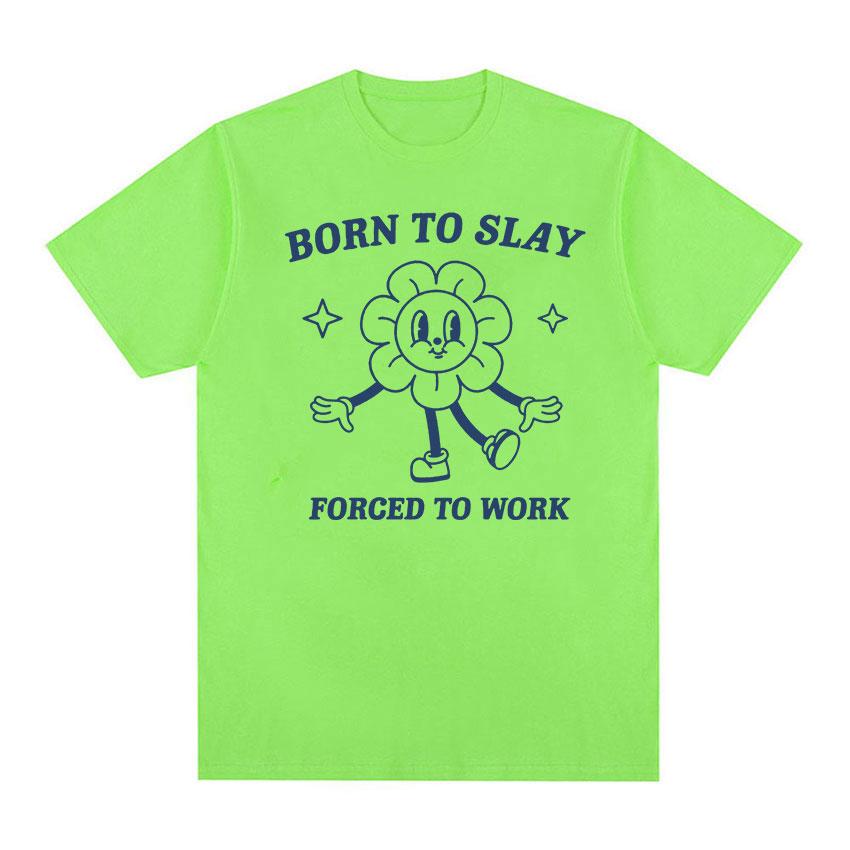 

Футболка Born To Slay с героями мультфильмов, забавная футболка с мемами, мужская и женская милая модная футболка высокого качества, летняя повседневная футболка большого размера из 100% хлопка