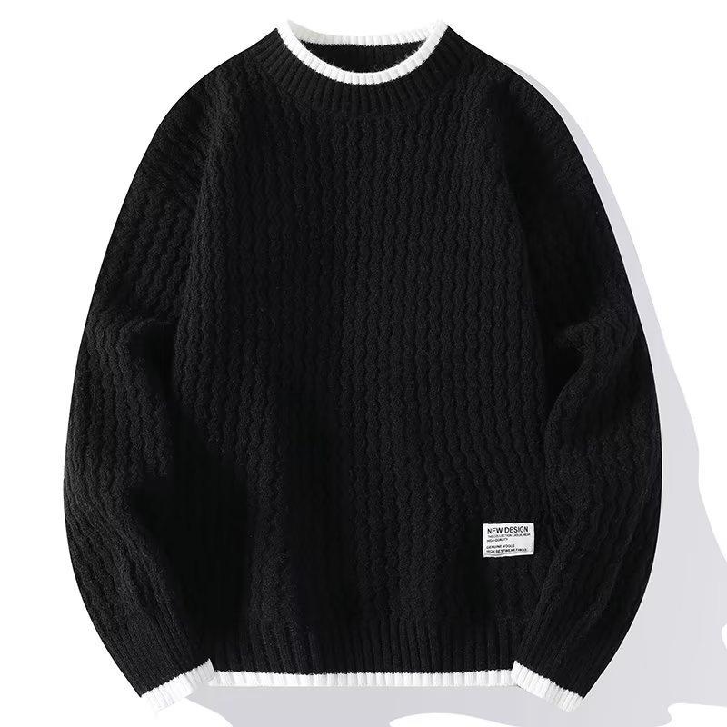 

Men s Autumn Winter Knitted Sweater Round Neck Loose Warm Solid Color Base Layer Top Coat Casual Fashion Outerwear 3XL