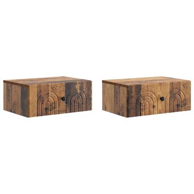 Wall Mounted Nightstand 2 Pcs Reclaimed Wood Look 49 X 34.5 X 20 Cm