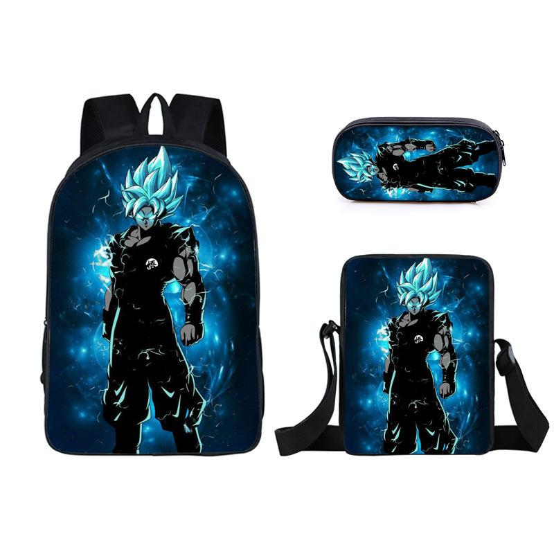 Animation seven dragon ball backpack, primary and secondary school schoolbag, satchel, shoulder bag, pencil case three-piece set