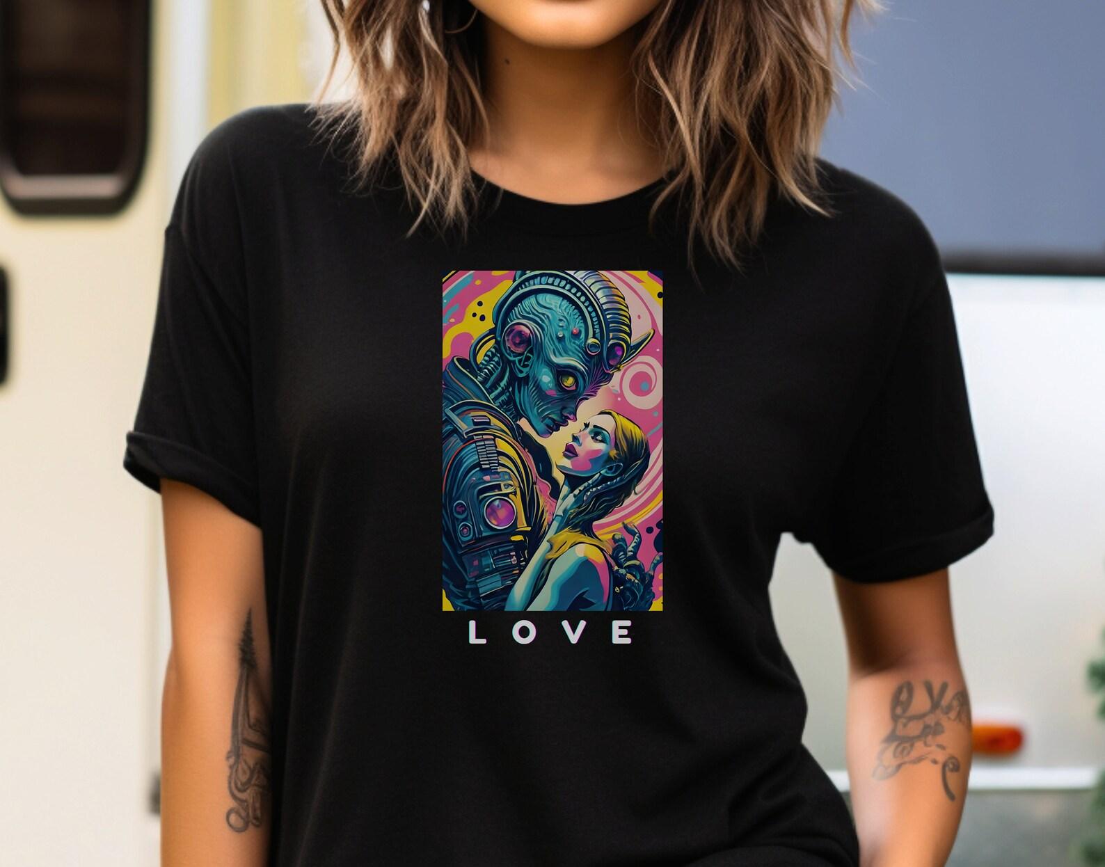 Alien Love T-Shirt: Extraterrestrial Romance Graphic Tee S