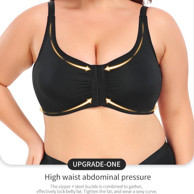 European and American Front-buttoned Beautiful Back Large Size No-rim Vest Adjustable Running Underwear Side Breast Shaping Bra