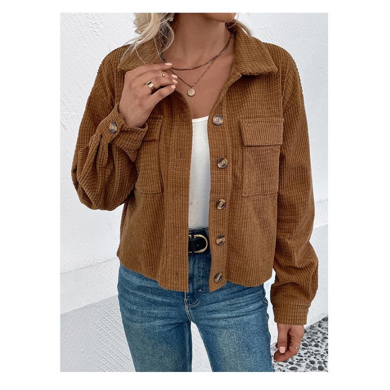 Women Vintage Casual Corduroy Jacket Fall Winter Outerwear