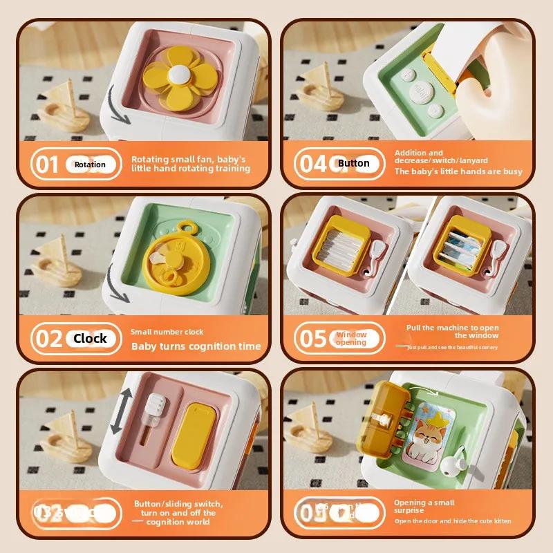 Baby Practice Skills Drawer Cube 6 In 1 Montessori Educational Toys Sensory Busy Board Fidget Educational Toys For Girl Boy