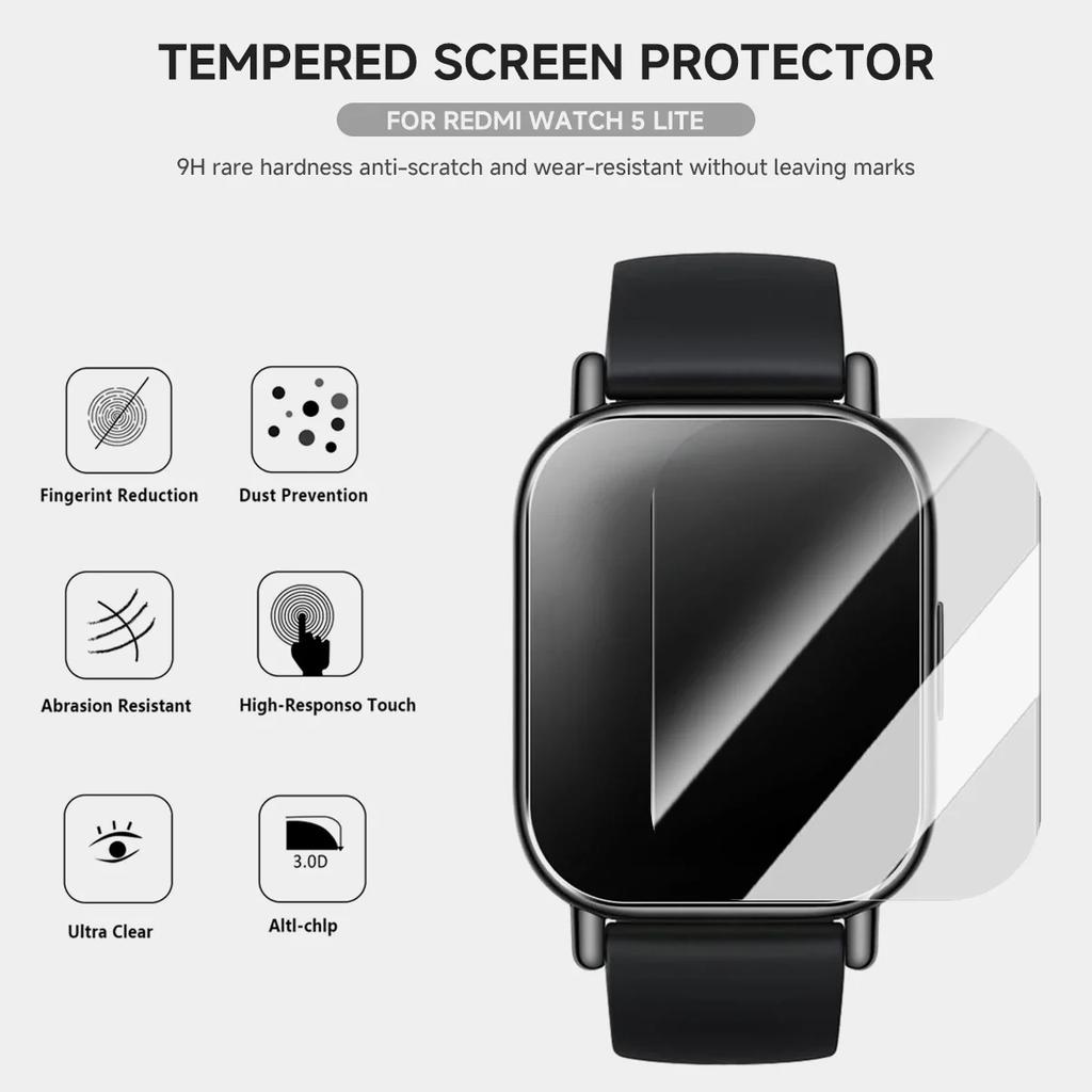 9H Premium Tempered Glass for Xiaomi Redmi Watch 5 Lite / 5 Active Smart Watch Clear HD Glass Screen Protector Films Accessories