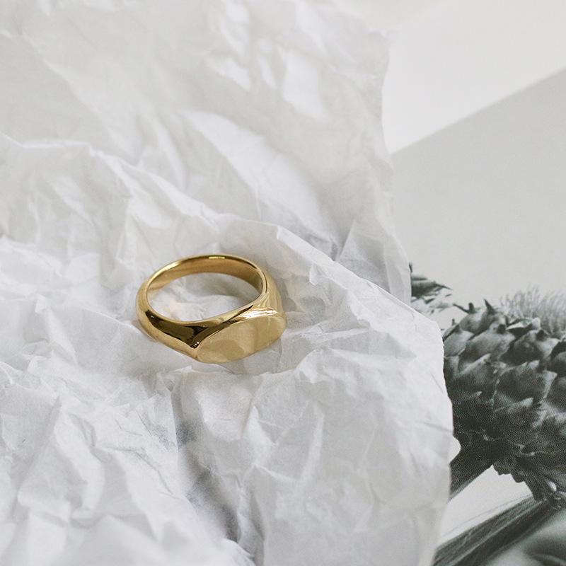 18K Gold Plated Geometric Ring - Stylish European & American Retro Cool Style Size 6