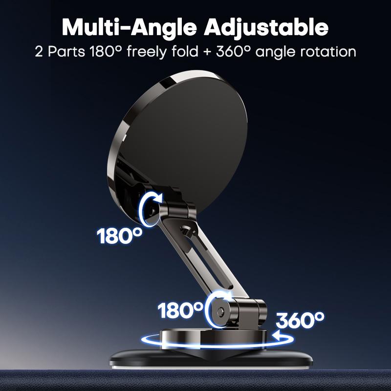 QOOVI Magnetic Car Phone Holder Stand 360 Degree Mobile Cell Magnet Foldable Mount GPS Support For iPhone 16 15 14 Xiaomi Samsung Huawei