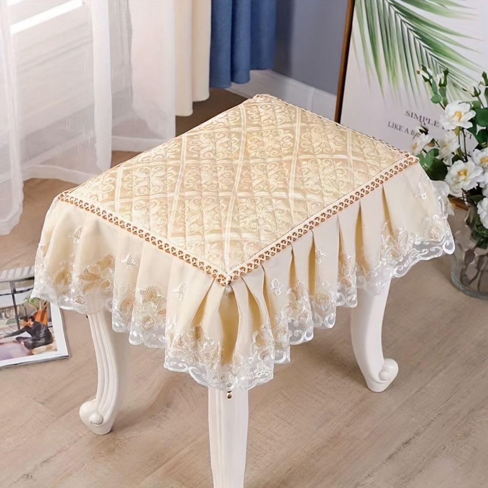 Thick Floral Makeup Stool Cover Floral Pattern Seat Chair Slipcover Stool Cushion Cover Household