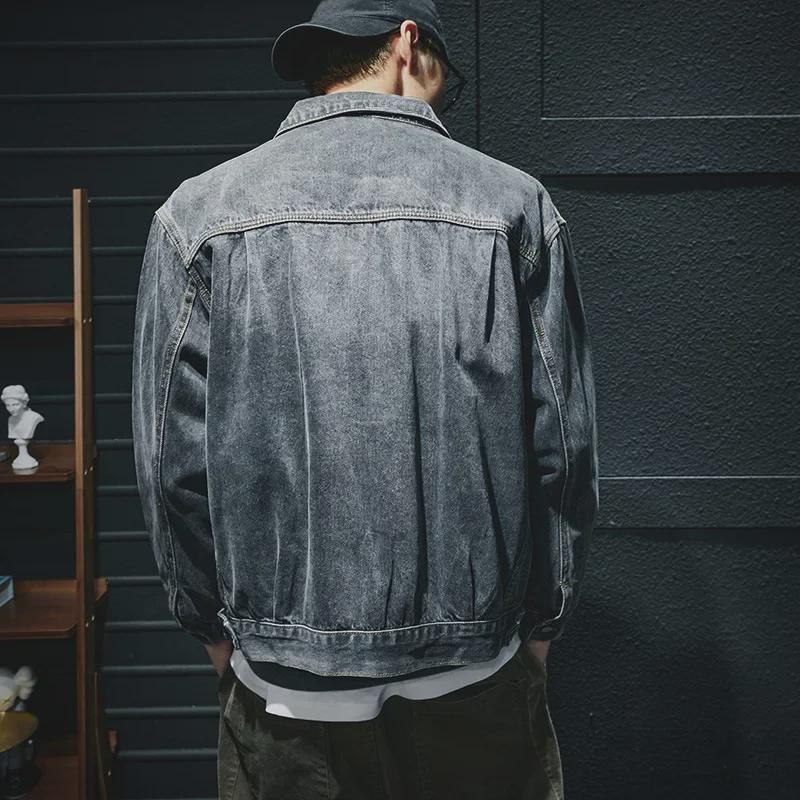 Chaqueta Vaquera Holgada de Moda para Hombre Estilo Retro Americano: Ropa de Trabajo Moderna de Talla Grande para un Estilo Juvenil