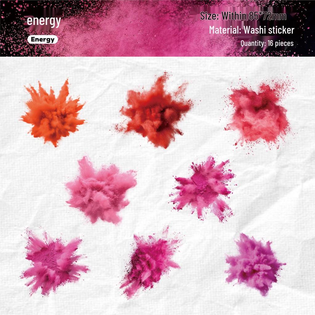 Retro Story Washi Stickers: Explosion Moment Series - 16 Sheets, Assorted Shapes for DIY Journals (6 Types)