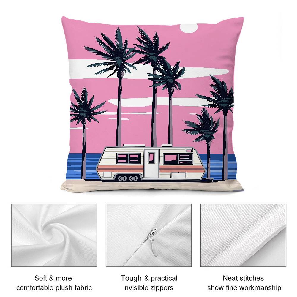 Vintage Simple Style Pillow Case Short Plush Double-sided Print Square Throw Pillow Covers Sofa Home Cushion Decor