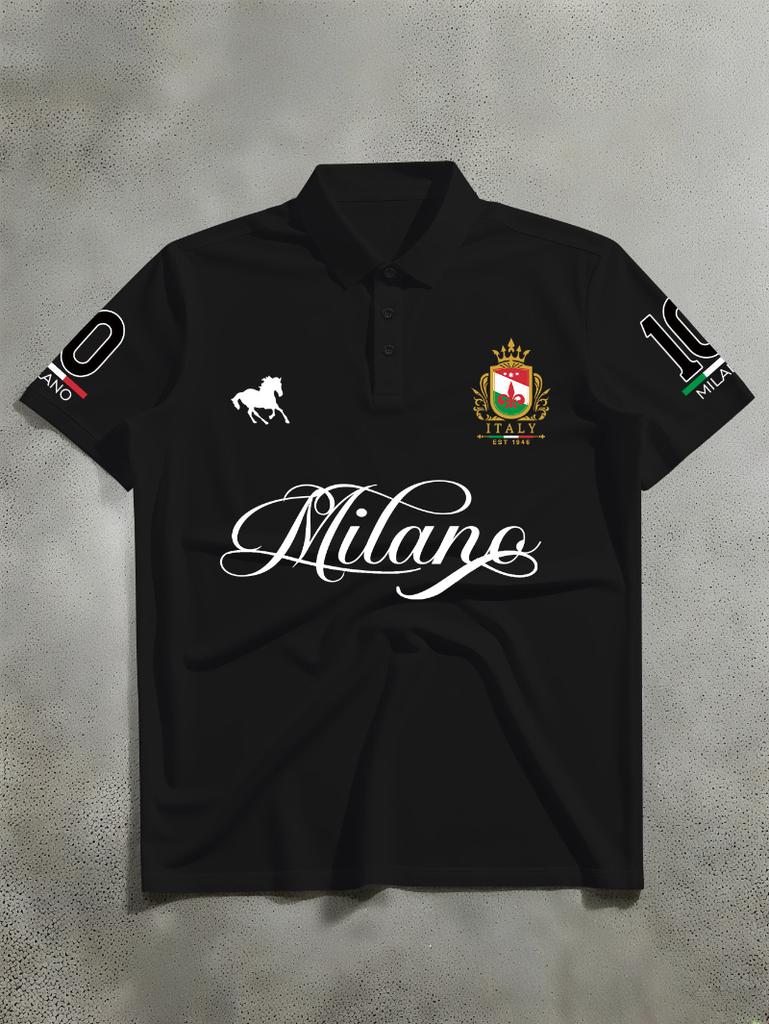 Unisex's Short Sleeved Polo Shirt, High Street Style 10 Sleeve Label City Culture Printed Short Sleeved Polo Shirt