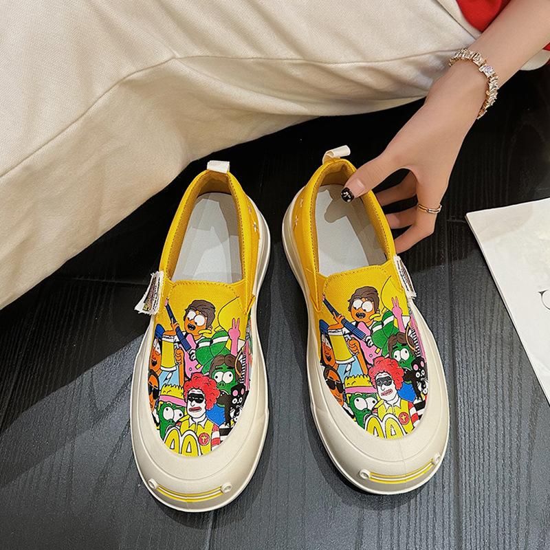 

Туфли Мэри Джейн женские новые весенние на платформе ленивые на одной педали парусиновые одинарные туфли повседневные спортивные кеды 40 жёлтый