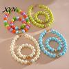 Beads Bracelet Beaded Jewelry for Women, Acrylic Big Choker Necklace Necklace, Round Stretch Bracelet, Summer Retro Accessory Adjustable