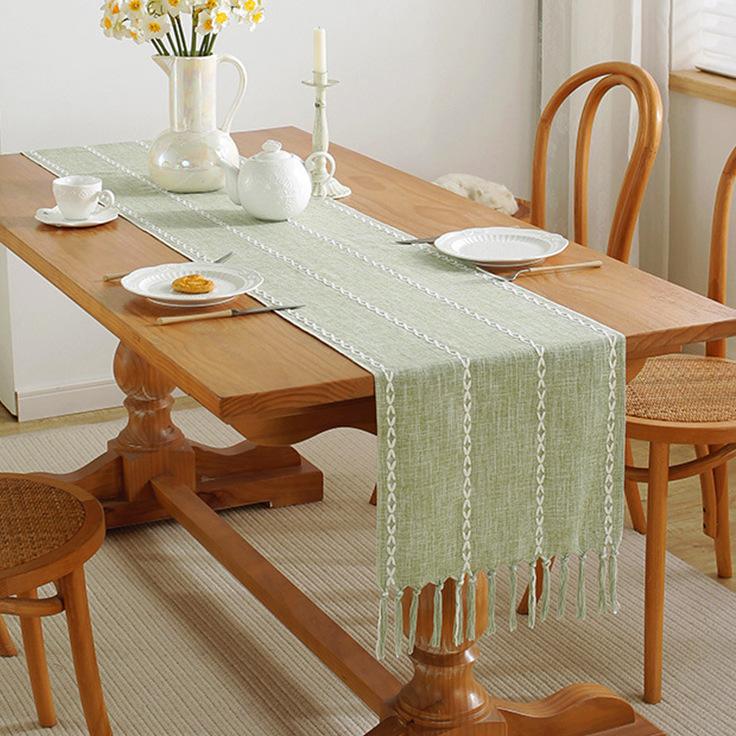 Nordic Jacquard Geometric Table Flag Fringed Fashion Tea Flag Dining Flag Long Polyester Cotton Tablecloth