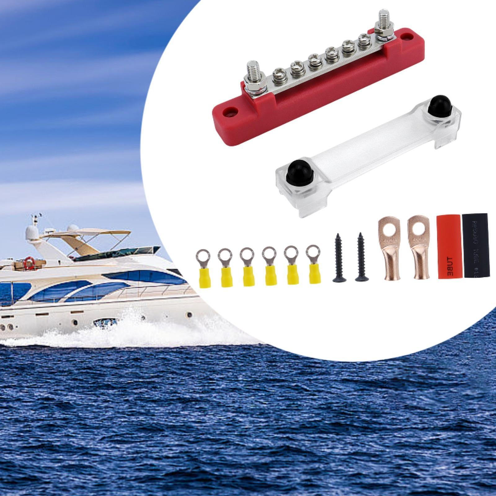 

6 Way Power Distribution Block Bus Bar Terminal Studs 48V 150A Sturdy Premium Repair Part with Black