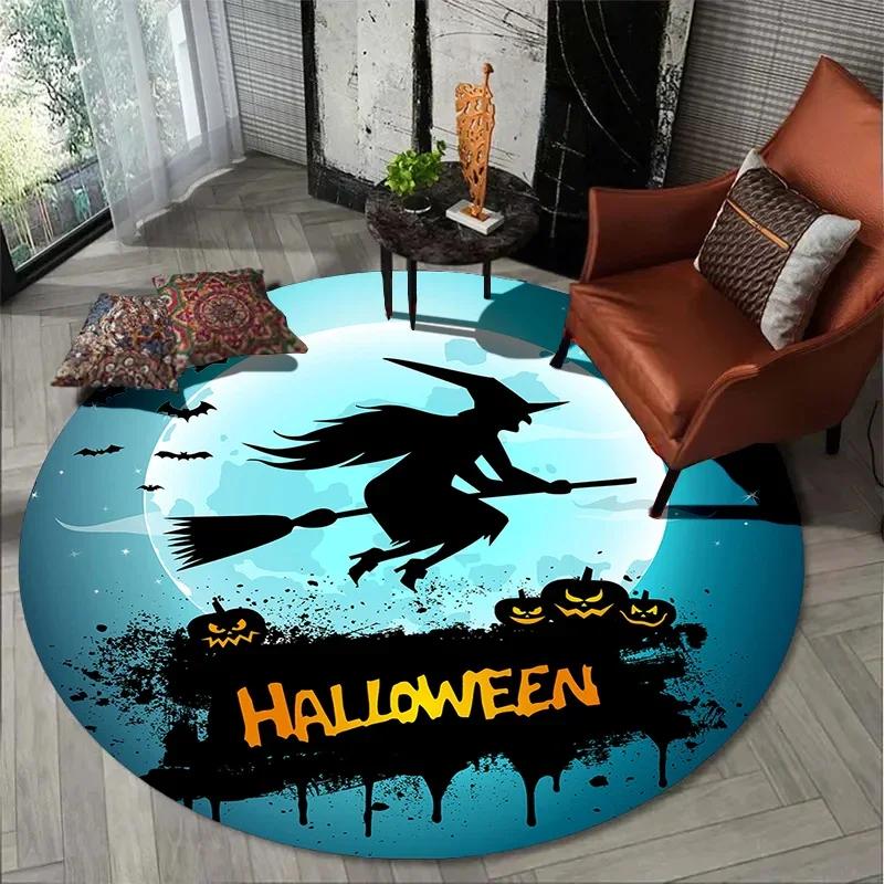 Halloween Atmosphere Carpet Living Room Bedroom Bathroom Mat Children Play Round Floor Mat Home Decoration