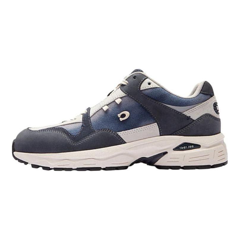 Coach C301 Leather Round Toe Lace-Up Low-Top Casual Shoes Women Sneakers Blue CU274-BHP
