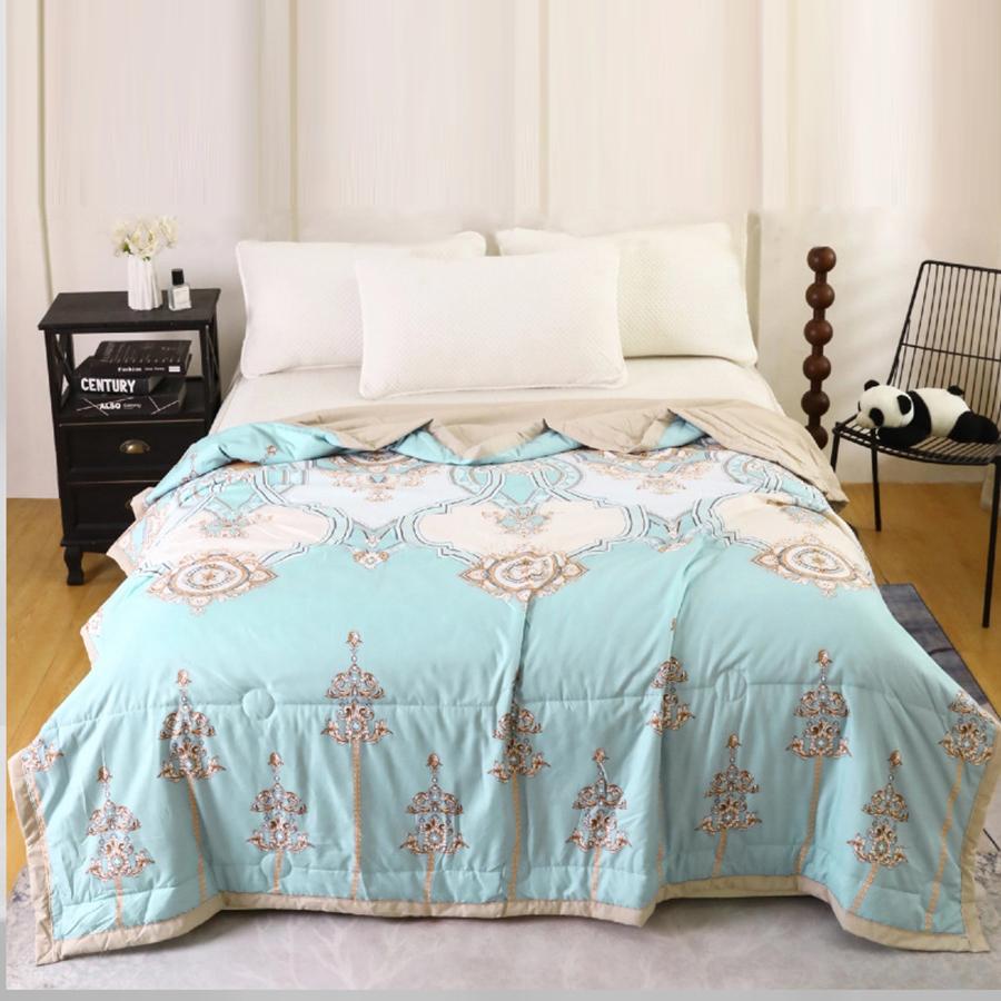 Daisy Printed Quilted Summer Quilt Single Quilt Cool Feeling Summer Quilt Queen Smooth Ice Silk Cooling Blanket Summer Comforter