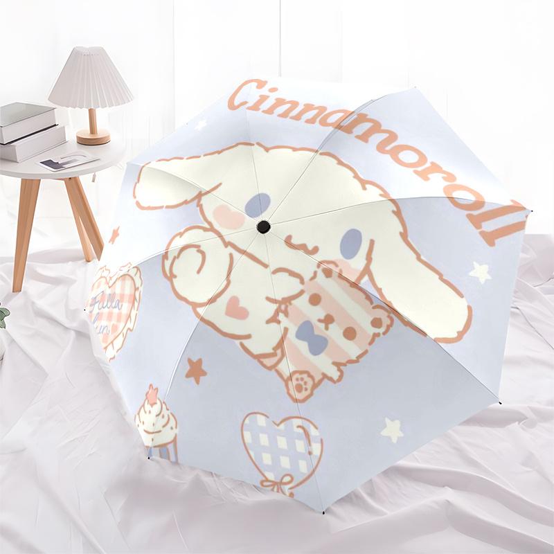1pc Dessert Cinnamoroll Theme Pattern Beautiful Looking Automatic Folding Umbrella, 3 Folding, 8 Iron Frame Design, Durable and Suitable for Travel an